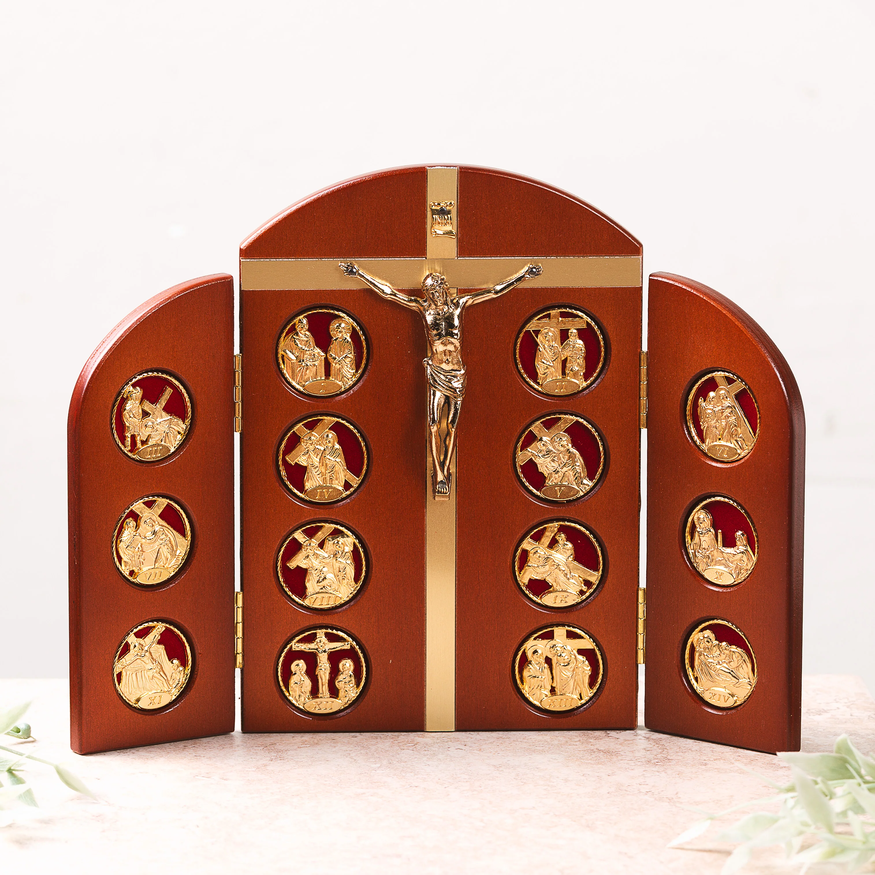 Stations of the Cross Wooden Triptych
