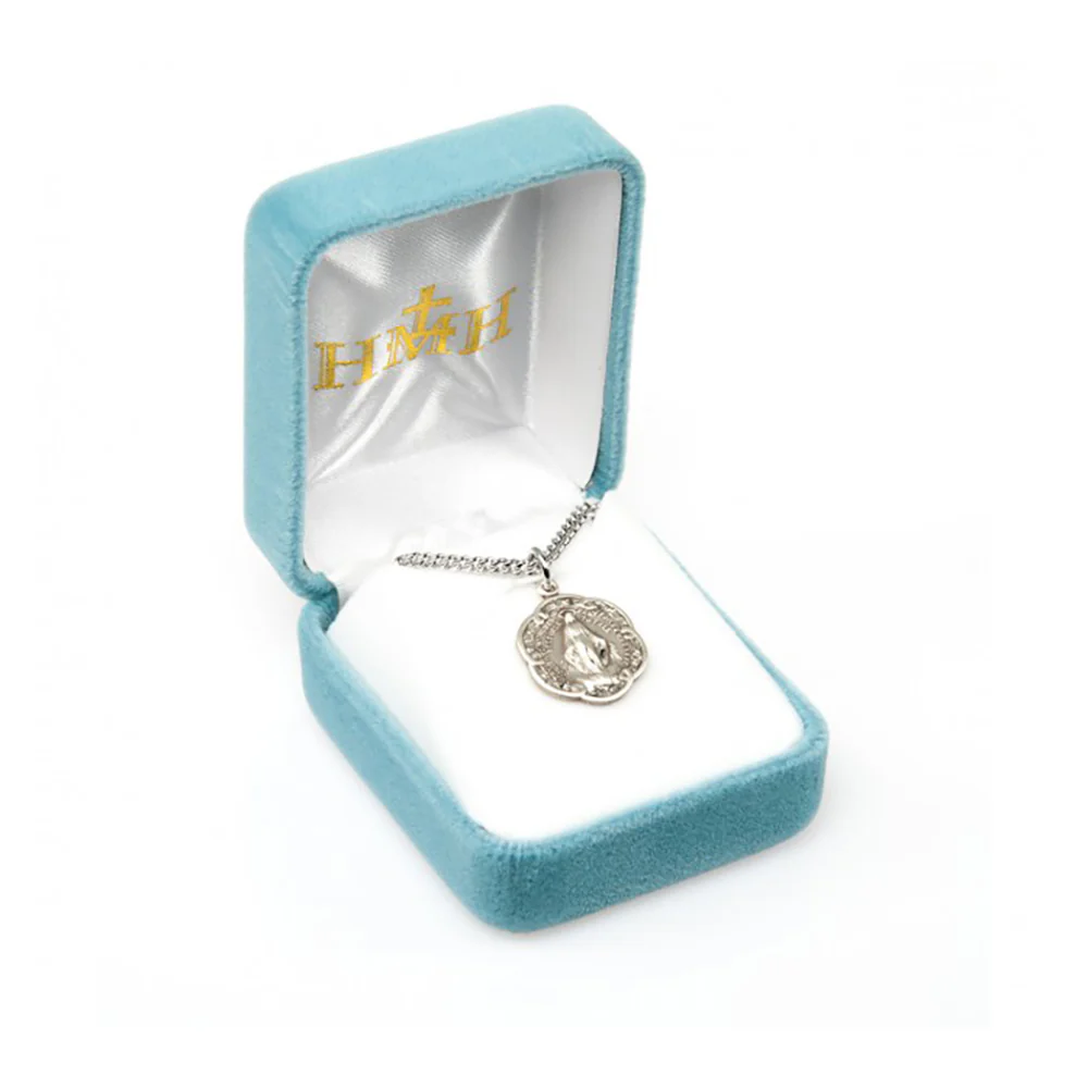 Sterling Scalloped Miraculous Medal Necklace - Image 2