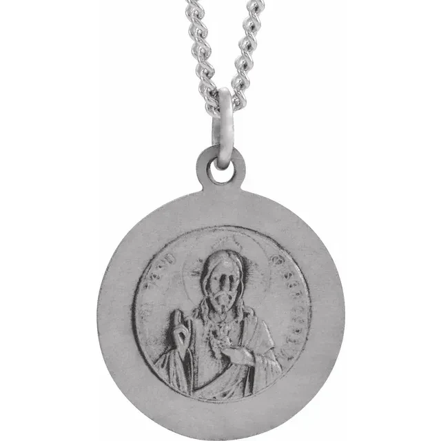 Sterling Silver 15mm Round Scapular 18" Necklace - Image 2