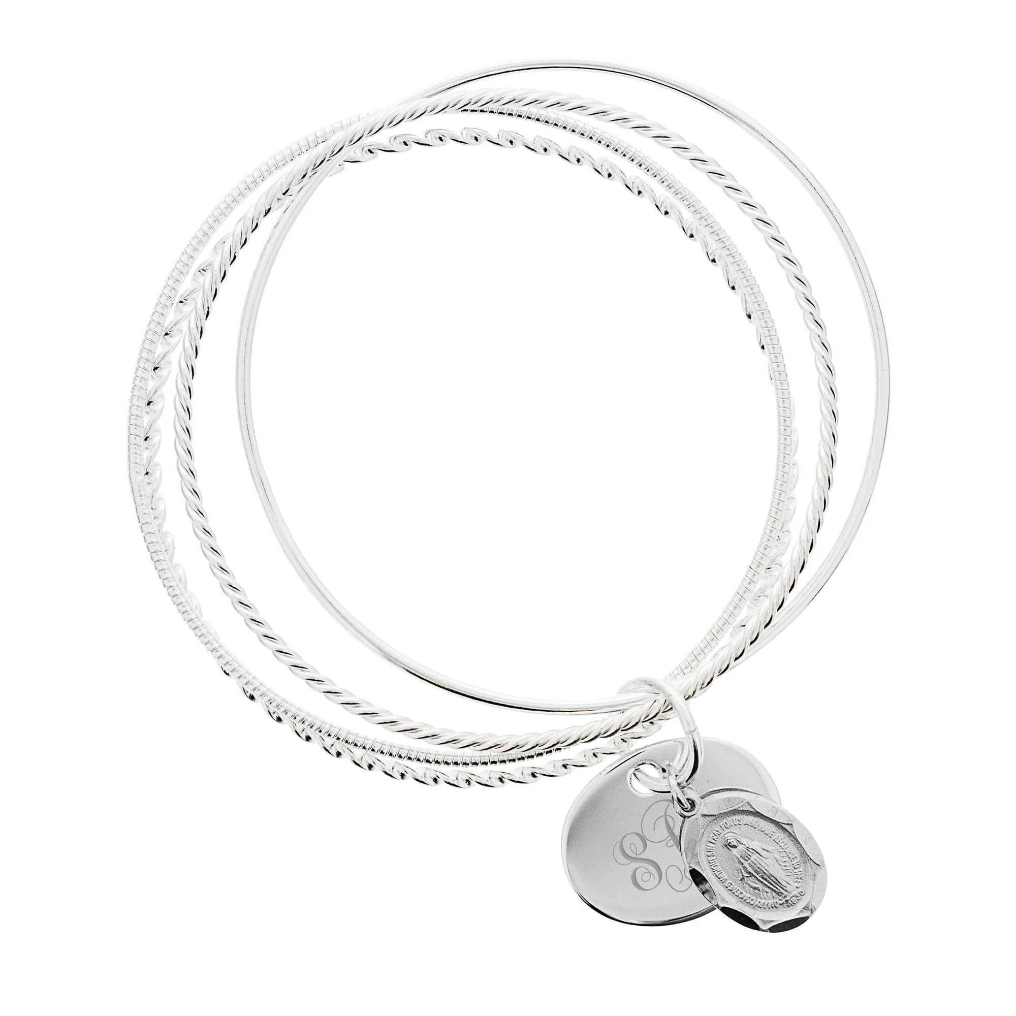 Sterling Silver 4-Bangle Miraculous Bracelet - Image 2