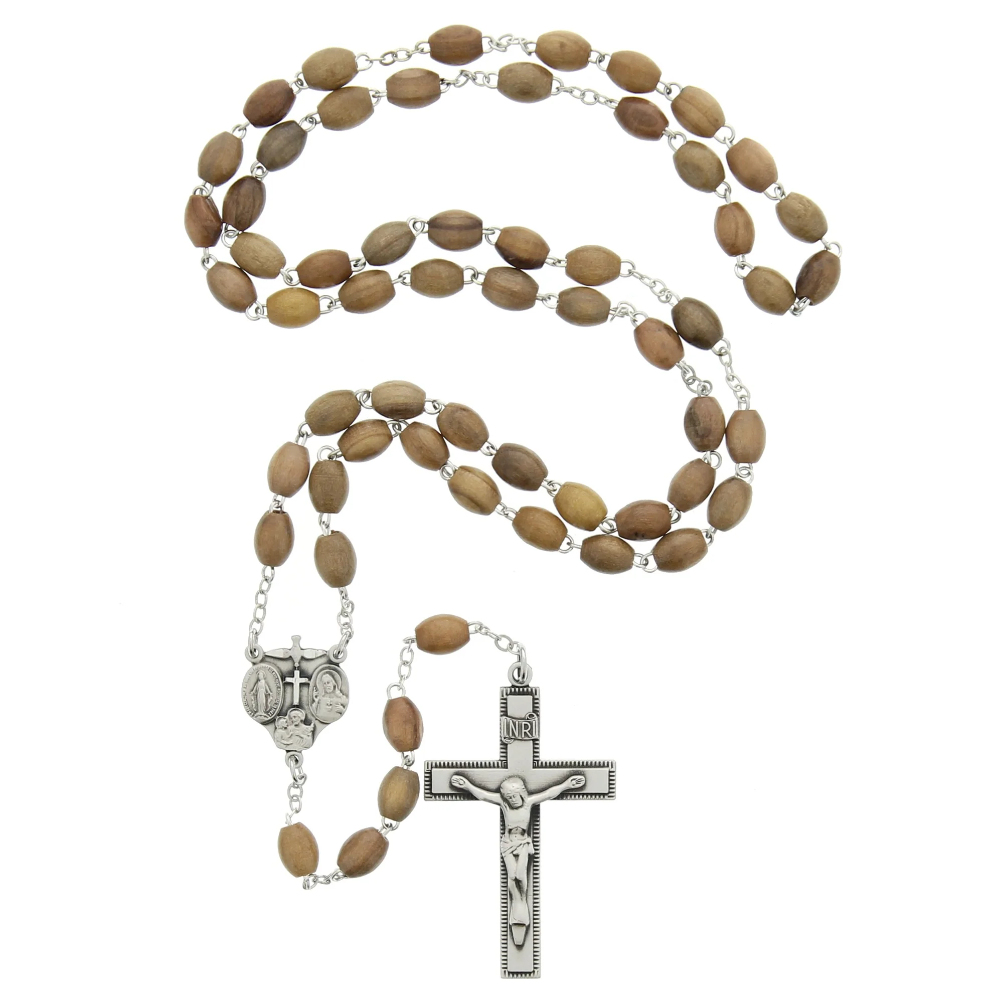 Sterling Silver 4-Way Medal Olive Wood Rosary - Image 2