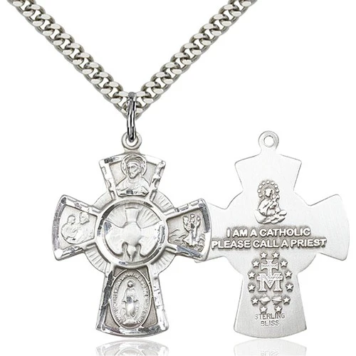 Sterling Silver 5-Way Pendant 1 18 X 7/8 Inch