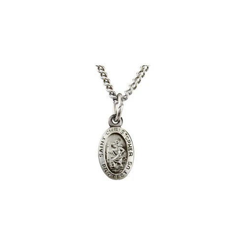 Sterling Silver 8.75x5.75mm Oval St. Christopher Medal