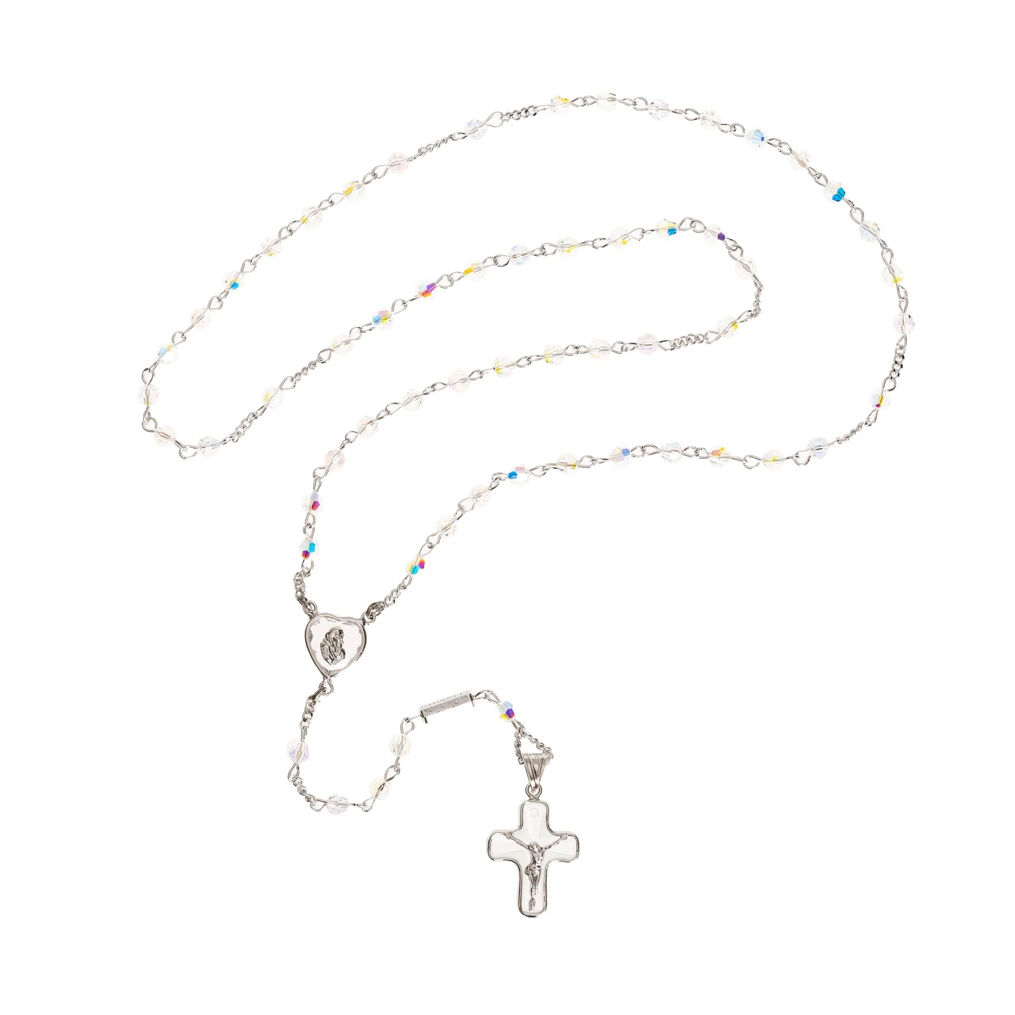 Sterling Silver Aurora Borealis Crystal Rosary - Image 2