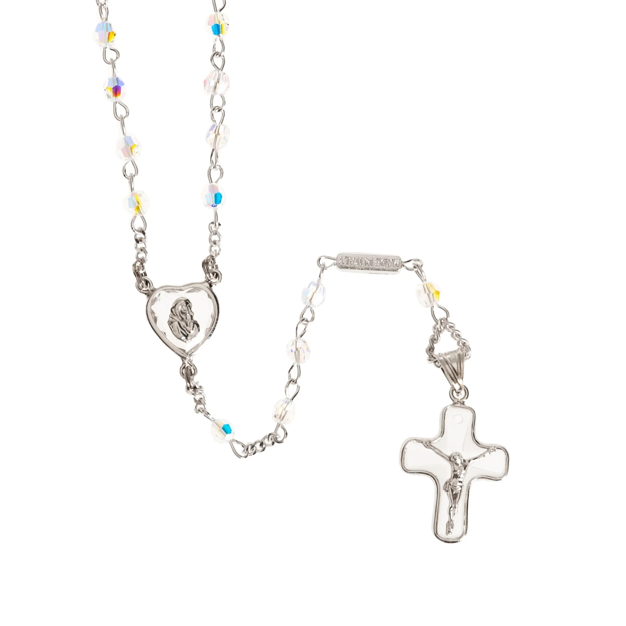 Sterling Silver Aurora Borealis Crystal Rosary - Image 3