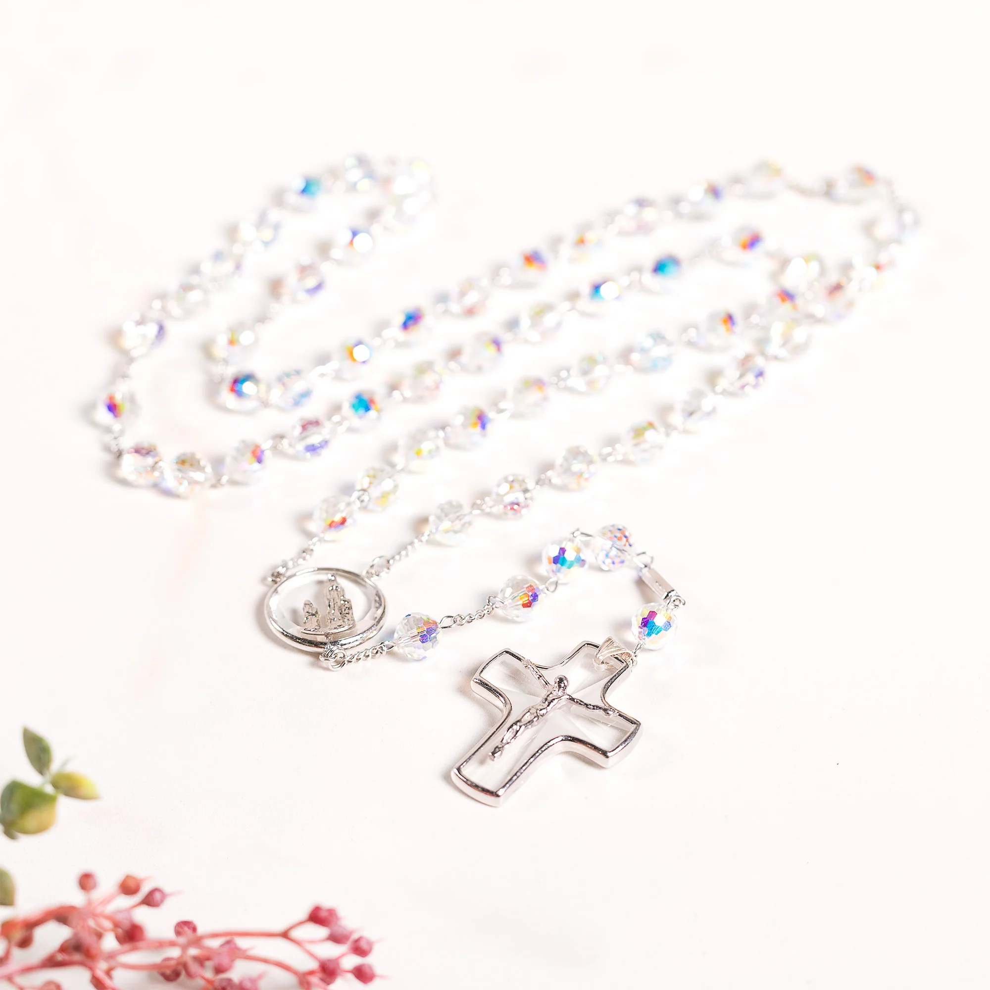 Sterling Silver Aurora Borealis Lourdes Rosary