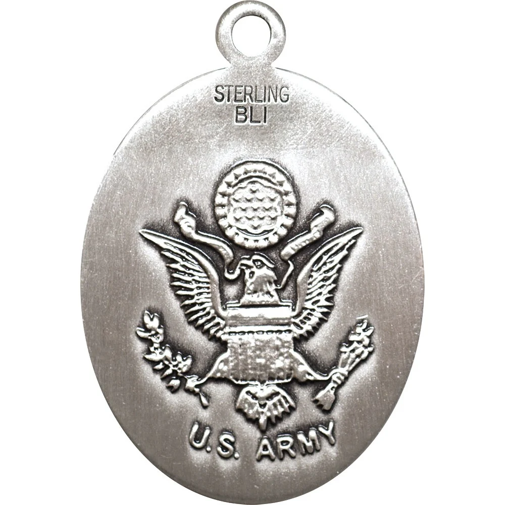 Sterling Silver Cross / Army Pendant 1 1/8 X 3/4" - Image 2