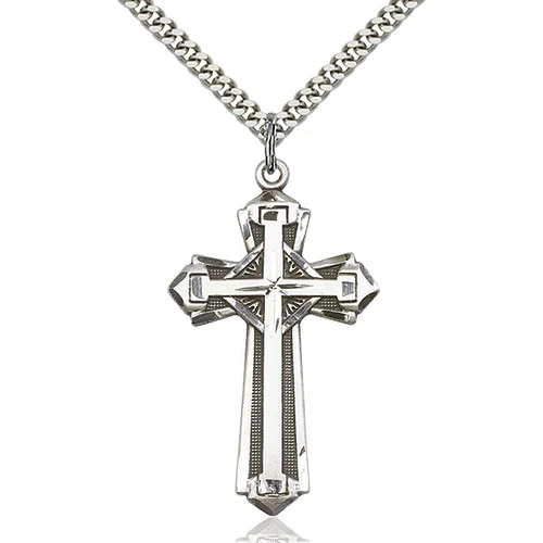 Sterling Silver Cross Pendant 1 5/8 X 7/8 Inch