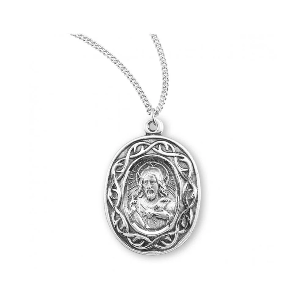 Sterling Silver Crown of Thorns Scapular Necklace
