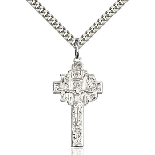 Sterling Silver Crucifix-IHS Pendant