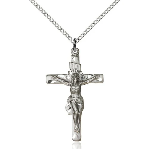 Sterling Silver Crucifix Pendant 1 1/4 X 3/4 Inch