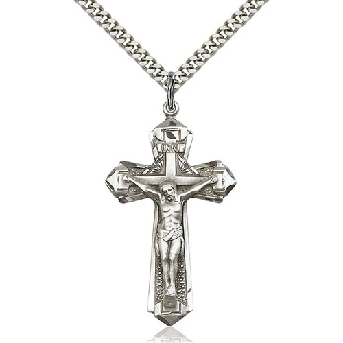 Sterling Silver Crucifix Pendant 1 5/8 X 7/8 Inch