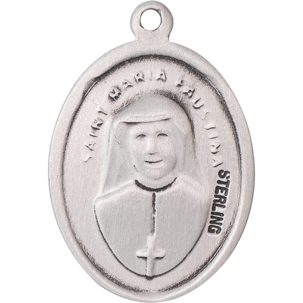 Sterling Silver Divine Mercy Pendant w/ Chain - Image 2