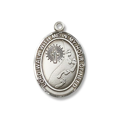 Sterling Silver Footprints / Cross Pendant w/ Chain