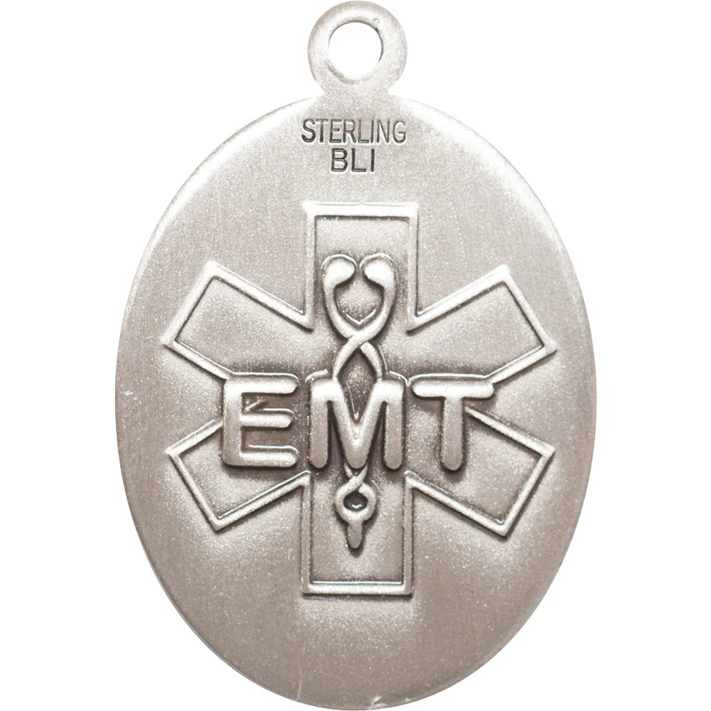 Sterling Silver Guardian Angel / Emt Insignia Pendant w/ chain - Image 2