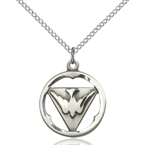 Sterling Silver Holy Spirit Pendant 3/4 X 5/8"