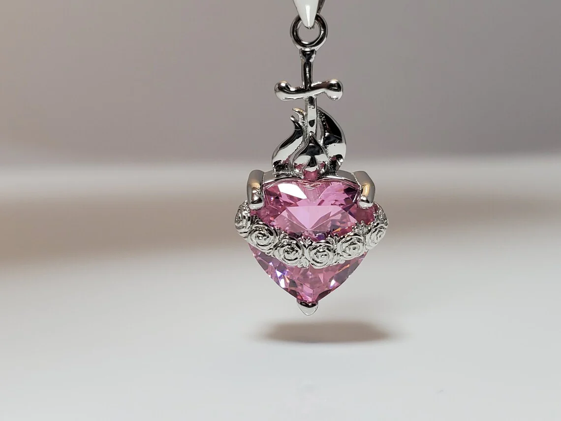 Sterling Silver Immaculate Heart Jeweled Necklace