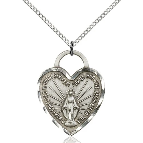 Sterling Silver Miraculous Heart Pendant