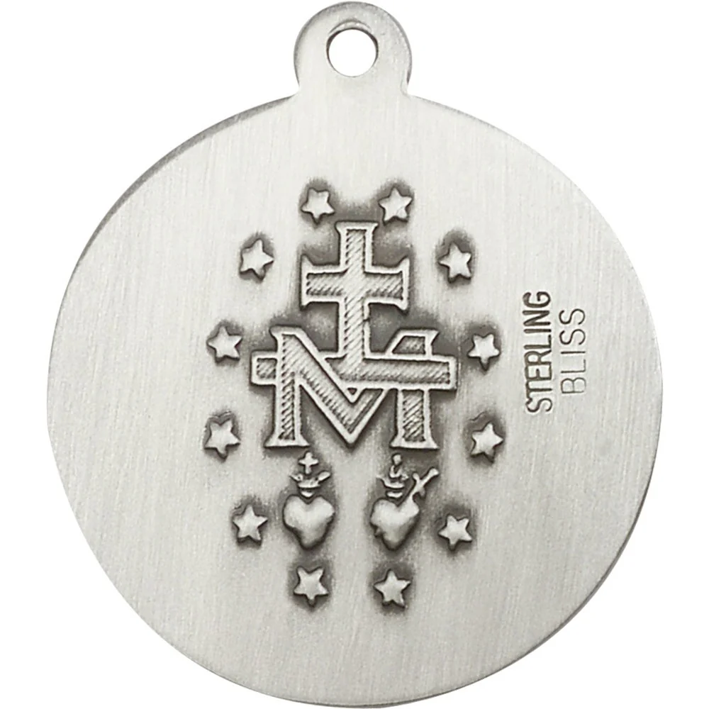 Sterling Silver Miraculous Pendant 1 X 7/8" - Image 2