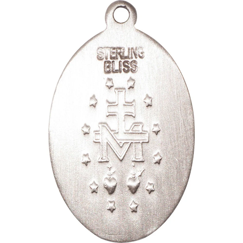 Sterling Silver Miraculous Pendant 7/8 X 1/2" - Image 2
