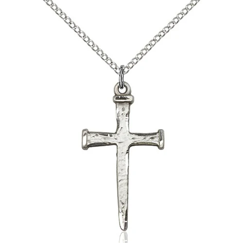 Sterling Silver Nail Cross Pendant 1 18 X 5/8"
