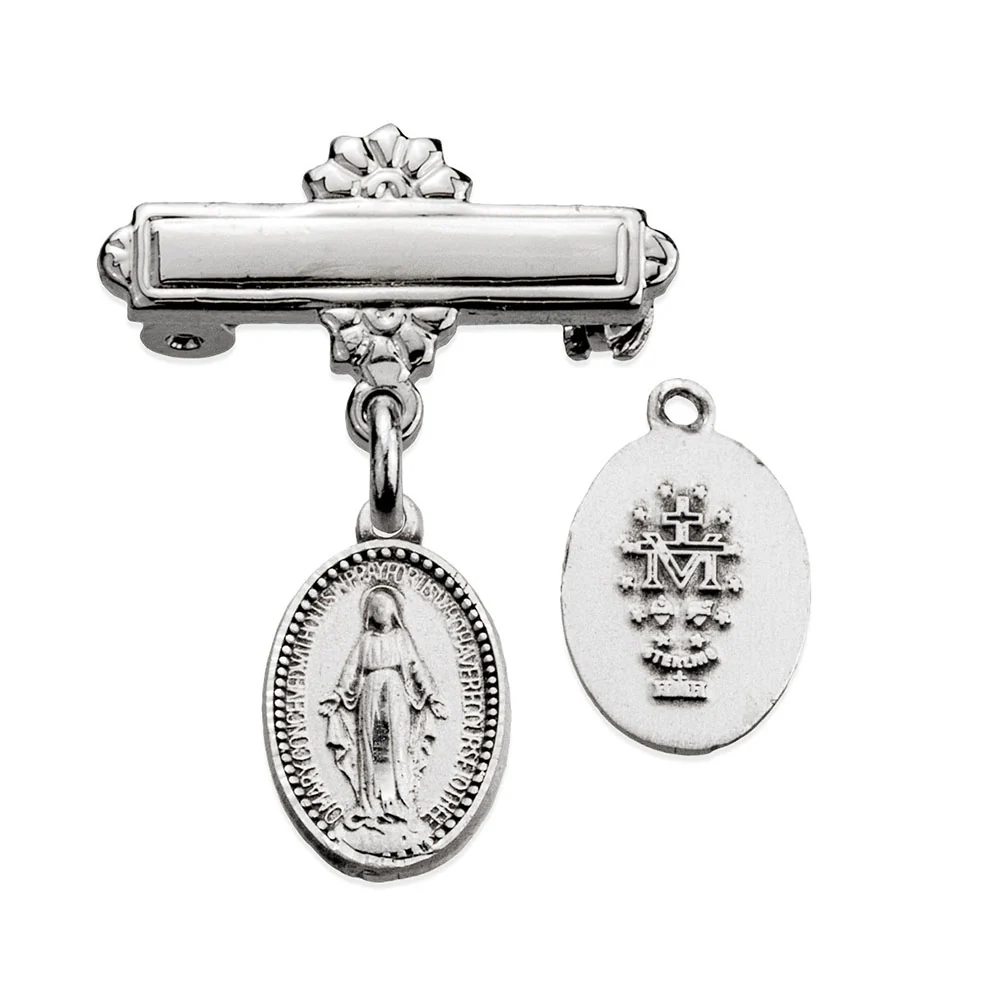 Sterling Silver Petite Miraculous Medal Lapel Pin - Image 3
