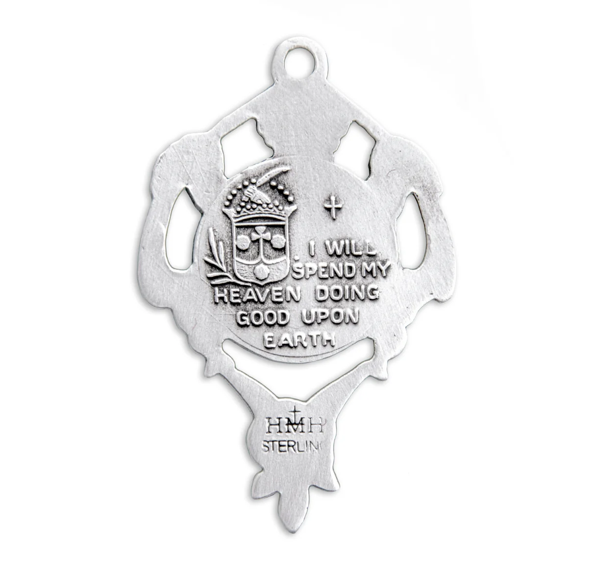 Sterling Silver Rose Wreath Saint Therese Medal - Image 2