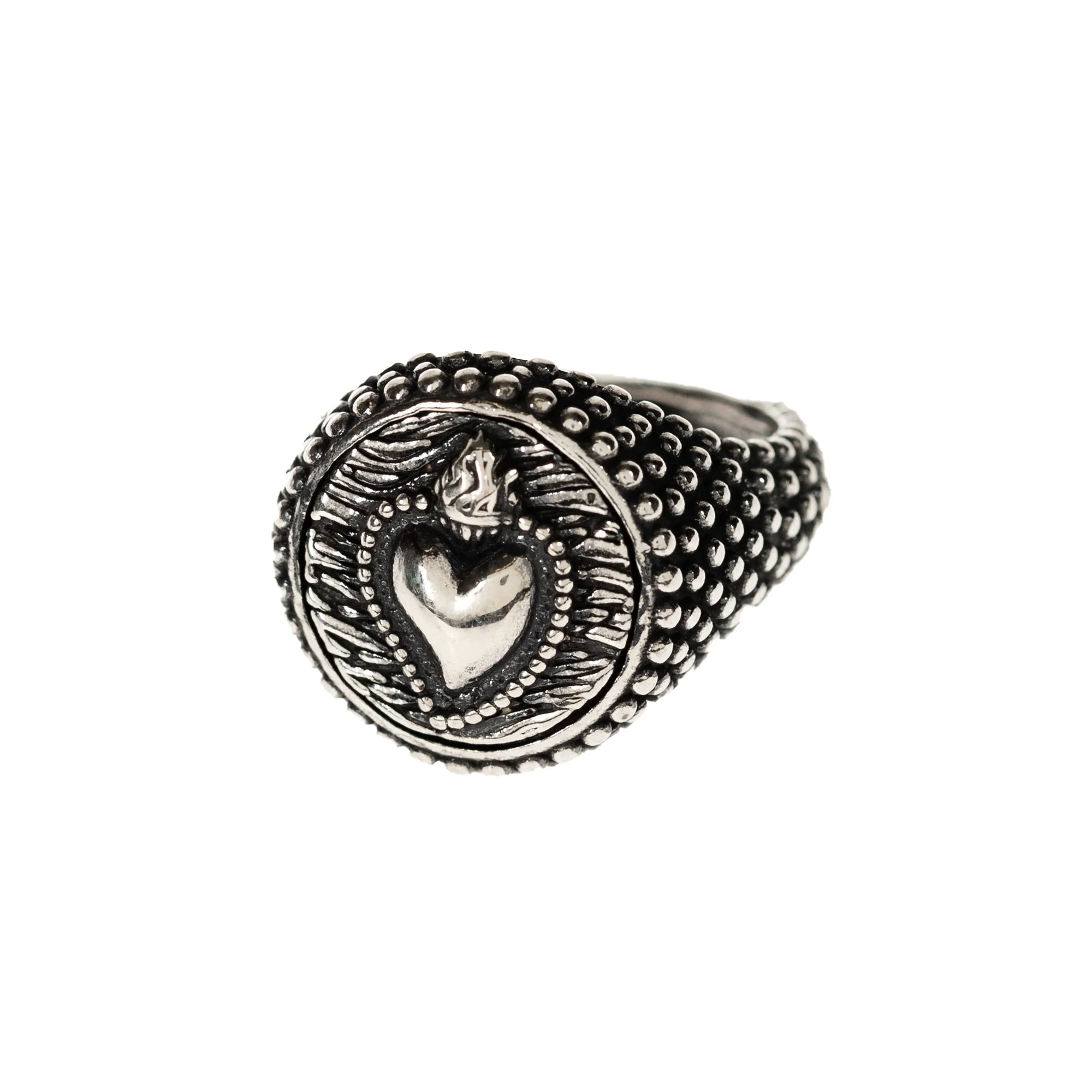 Sterling Silver Sacred Heart Signet Ring - Image 2