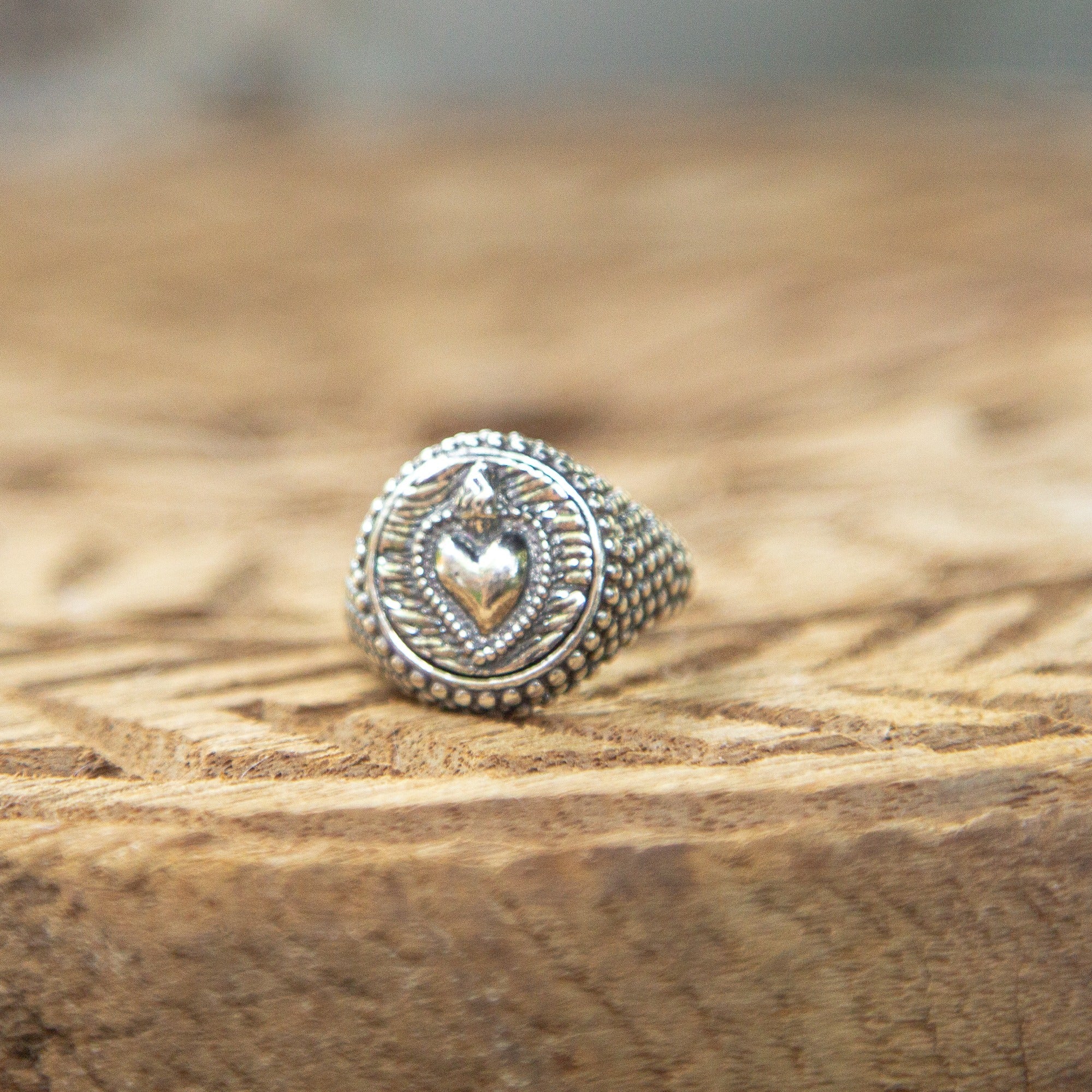 Sterling Silver Sacred Heart Signet Ring - Image 3