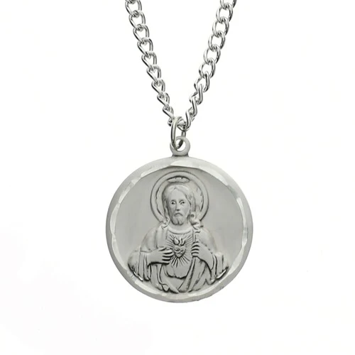 Sterling Silver Scapular Medal on 24 inch chain