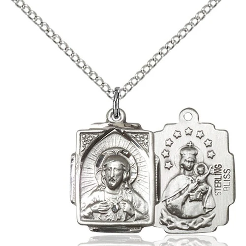 Sterling Silver Scapular Pendant 5/8 X 1/2 Inch