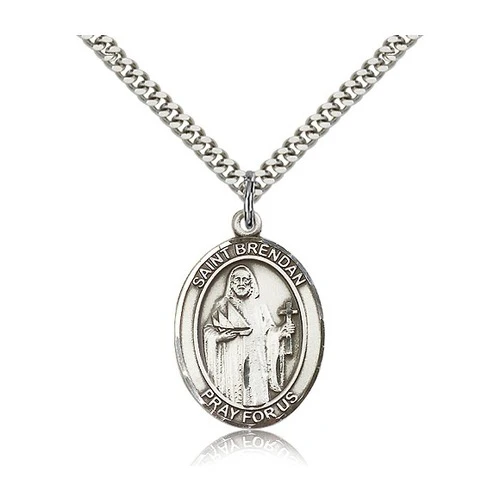 Sterling Silver St. Brendan the Navigator Pendant w/ chain