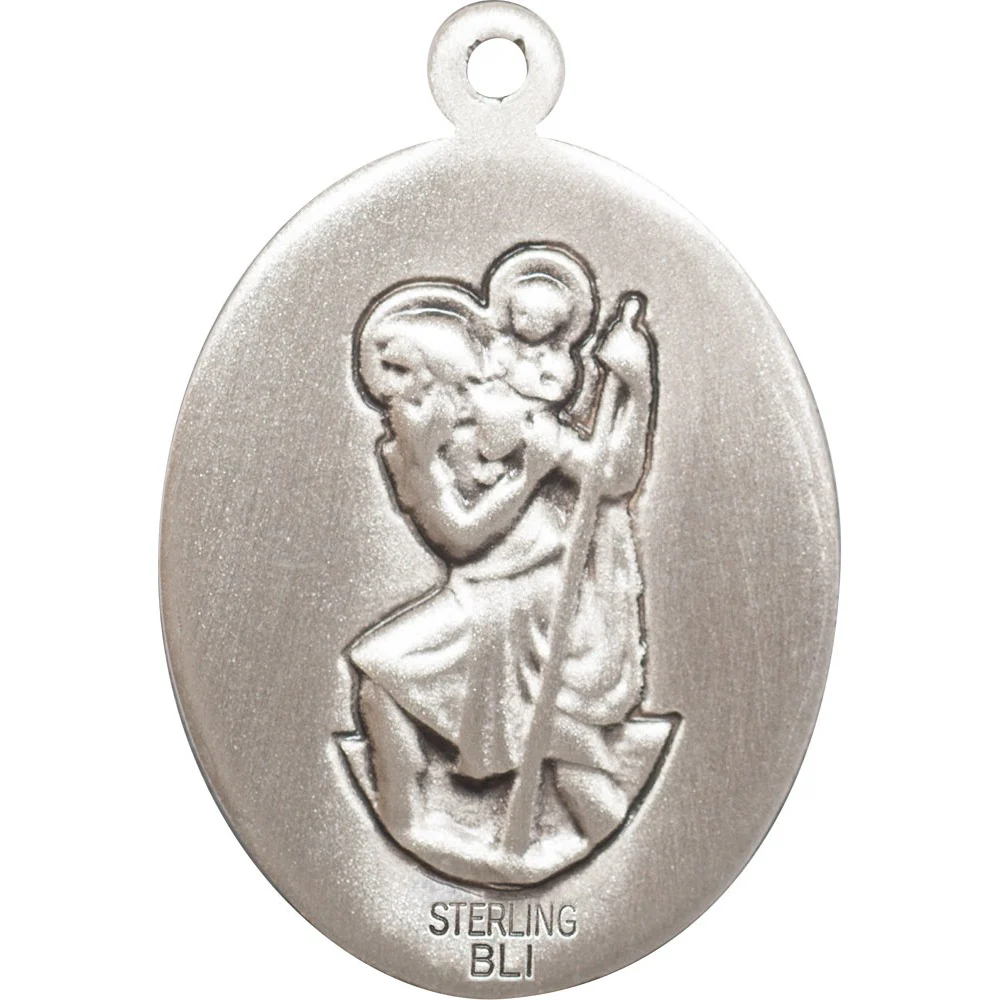 Sterling Silver St. Christopher Medal w/ chain - Fishing