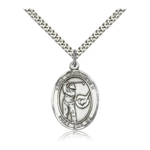 Sterling Silver St. Christopher Medal w/ chain - Golf