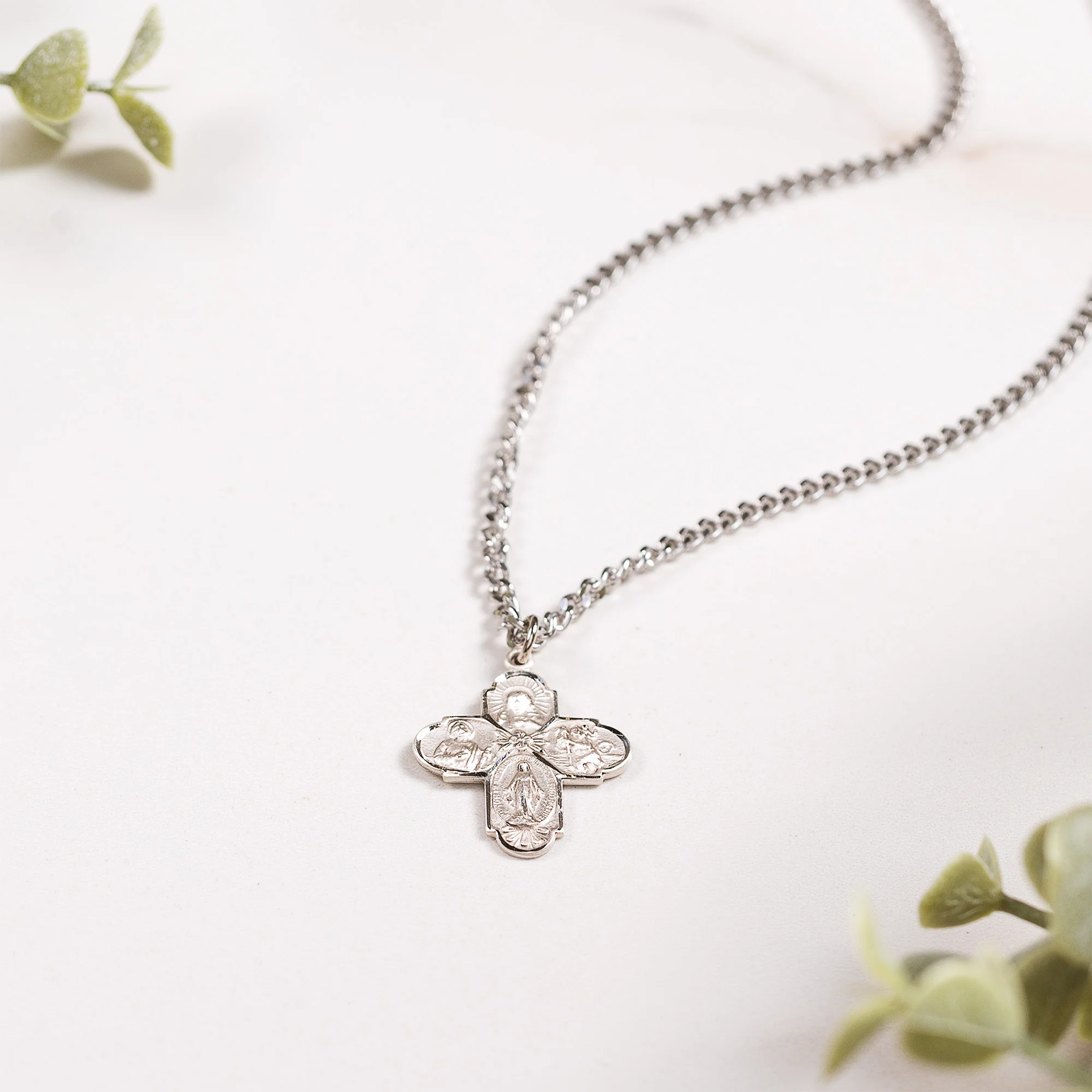 Sterling Silver St. Jude 4-Way Medal Necklace - Image 2