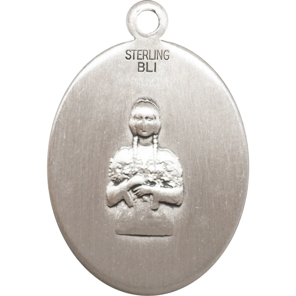 Sterling Silver St. Kateri / Equestrian Pendant w/ Chain - Image 2