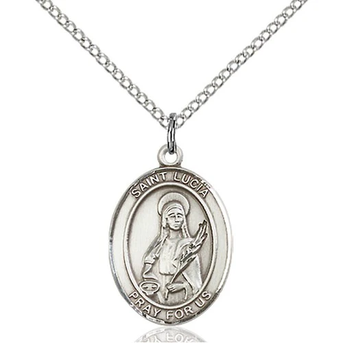 Sterling Silver St. Lucia of Syracuse Pendant w/ Chain