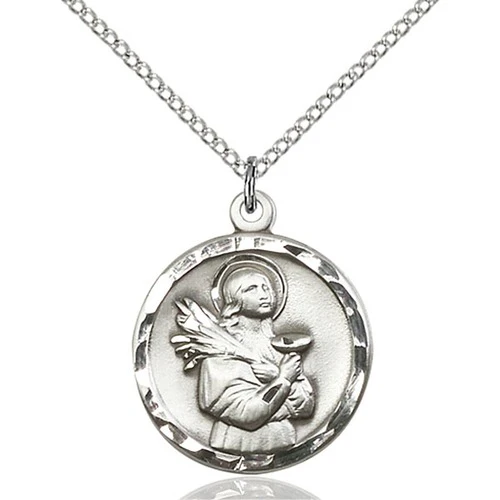 Sterling Silver St. Lucy Pendant 7/8 X 3/4"