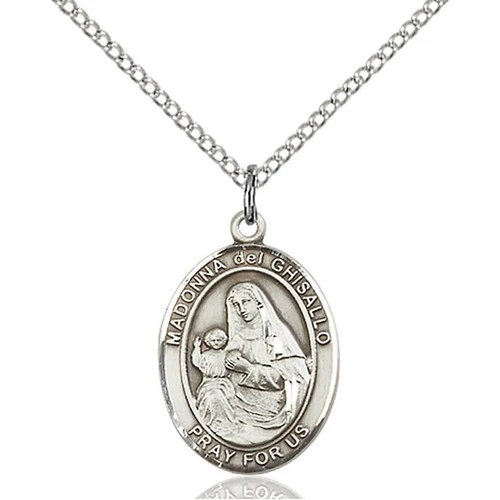 Sterling Silver St. Madonna Del Ghisallo Pendant w/ Chain