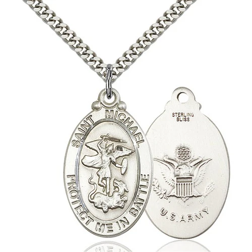 Sterling Silver St. Michael Pendant / Army
