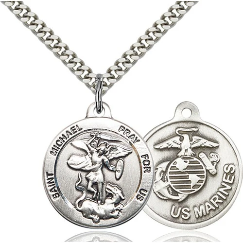 Sterling Silver St. Michael the Archangel Pendant / Marines - 2509008