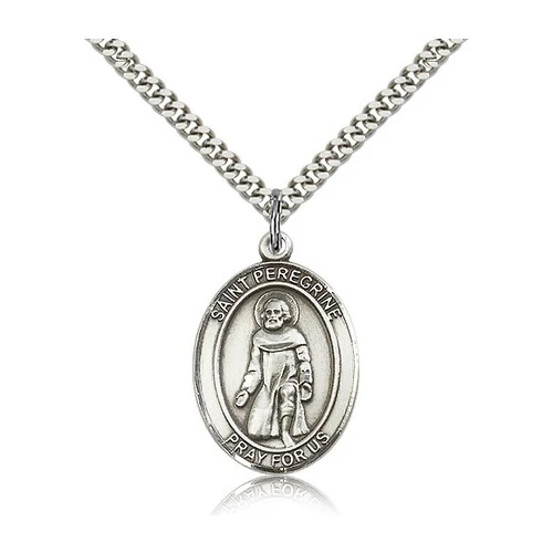 Sterling Silver St. Peregrine Laziosi Pendant w/ chain