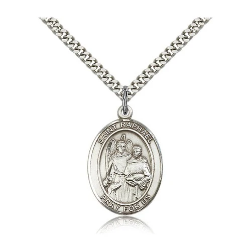 Sterling Silver St. Raphael the Archangel Pendant w/ chain