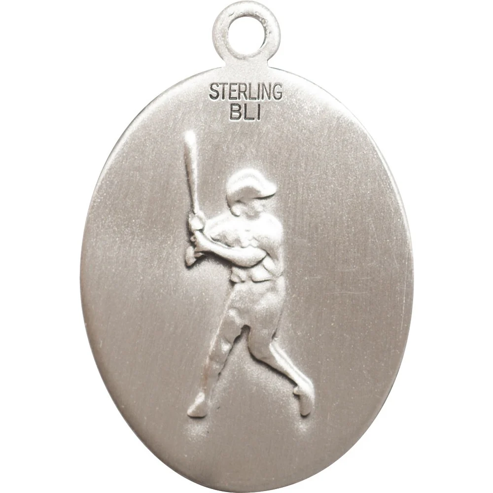 Sterling Silver St. Rita of Cascia Baseball Pendant w/ chain - Image 4
