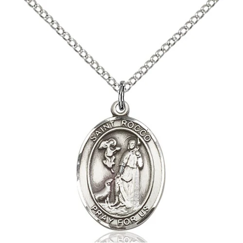 Sterling Silver St. Rocco Pendant w/ Chain