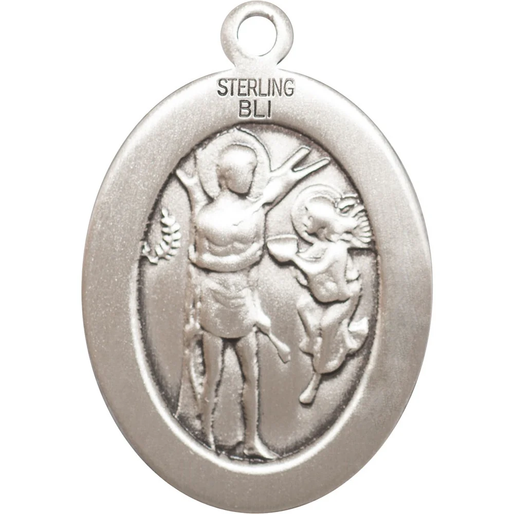 Sterling Silver St. Sebastian / Field Hockey Pendant w/ chain - Image 2