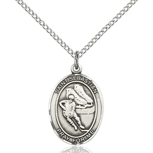 Sterling Silver St. Sebastian / Hockey Pendant