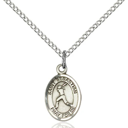 Sterling Silver St. Sebastian Petite Pendant/ Softball