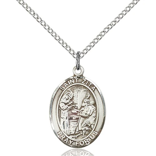 Sterling Silver St. Zita Pendant w/ Chain