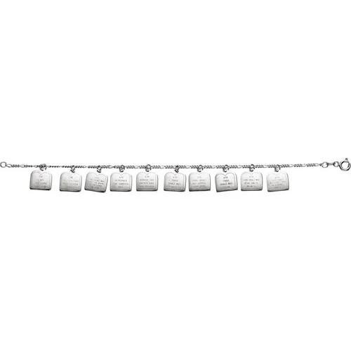 Sterling Silver Ten Commandments Charm Bracelet – 7"